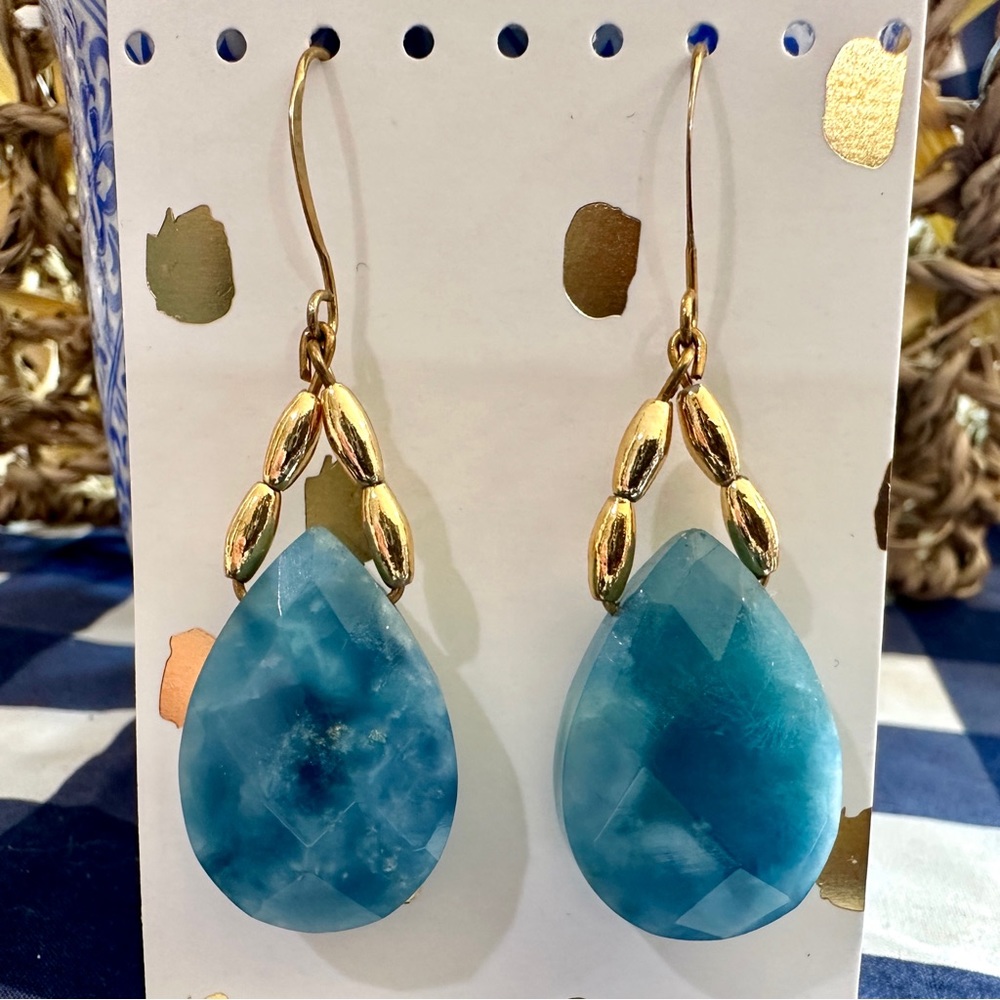 Blue Stone Teardrop Earrings